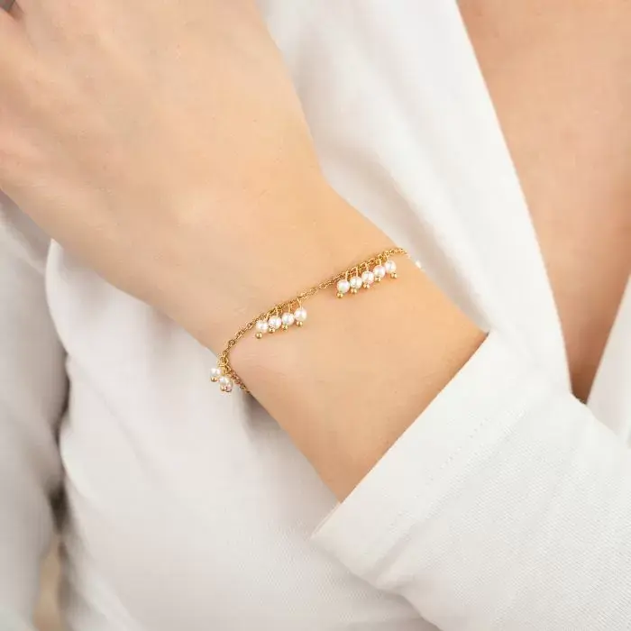 Thumbnail: Armband Met Pareltjes 14K Goud Verguld