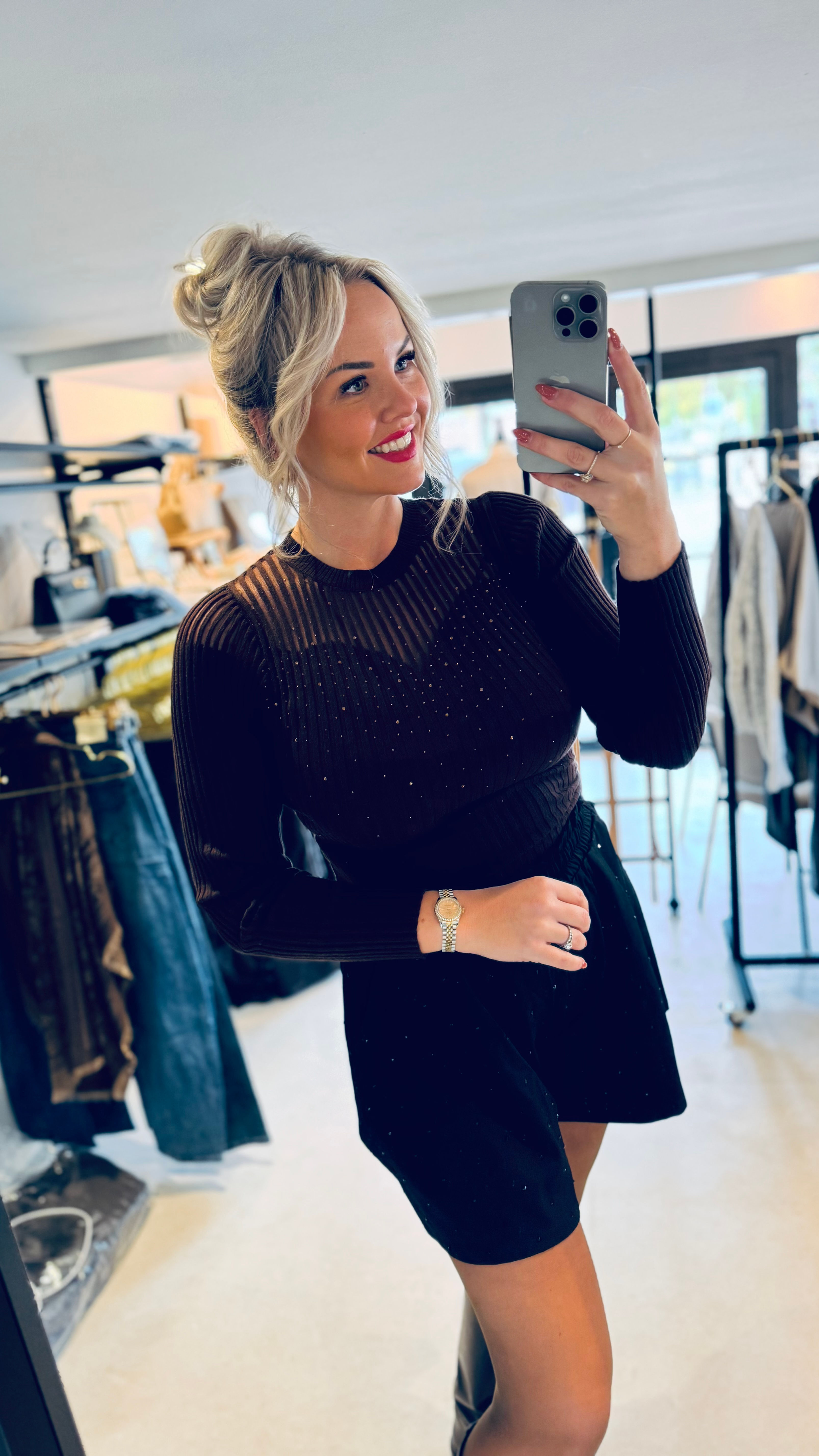 Top Donkerbruin Strass