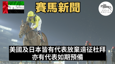 【杜拜世界盃】美國及日本皆有代表放棄遠征杜拜 亦有代表如期預備