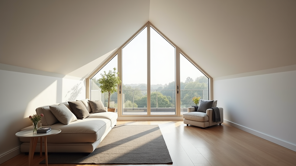 Eye-level view of a modern dormer loft conversion with large windows