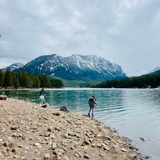 Family fishing at Hyalite Reservoir