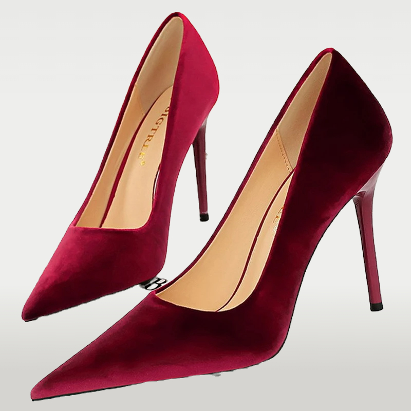 Flocked Pointed Toe Party Pumps Super High Heels Night Out Special Events for Flocked Pointed Toe Party Pumps Super High Heels Night Out Special Events view 2