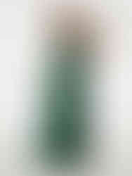 A photo of a model wearing a A-line evening dress made from flowing chiffon with a v-neckline, short sleeves, a