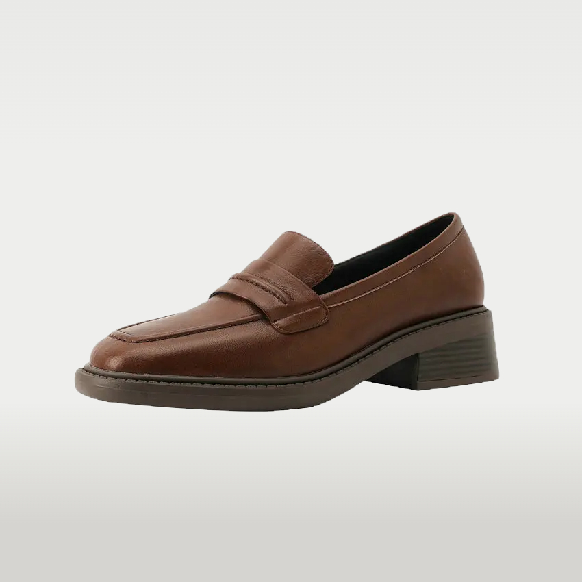 Genuine Leather Round Toe Loafers Med Square Heel Platform Office Casual for Genuine Leather Round Toe Loafers Med Square Heel Platform Office Casual view 1