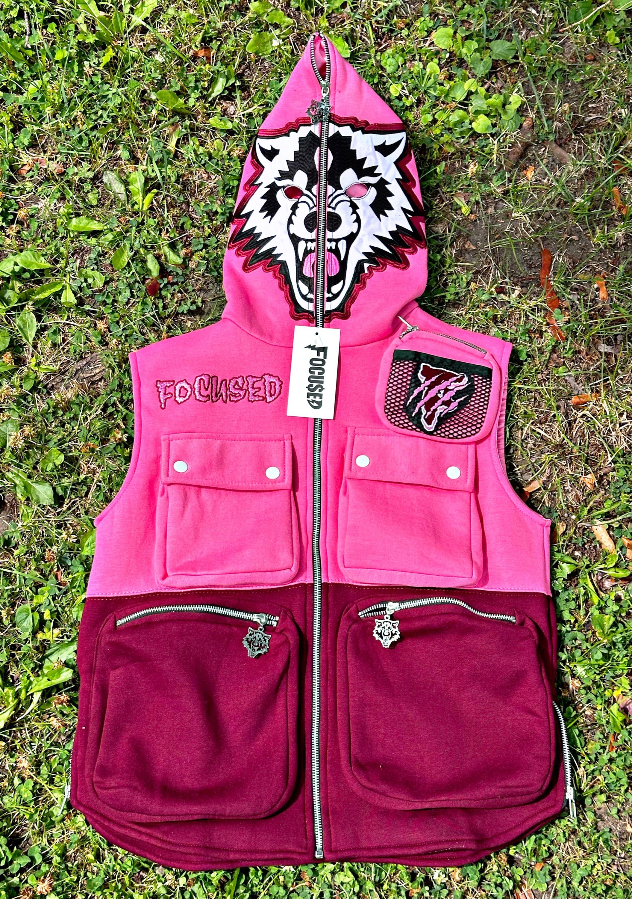 Pink Full Zip Lone Wolf Vest 