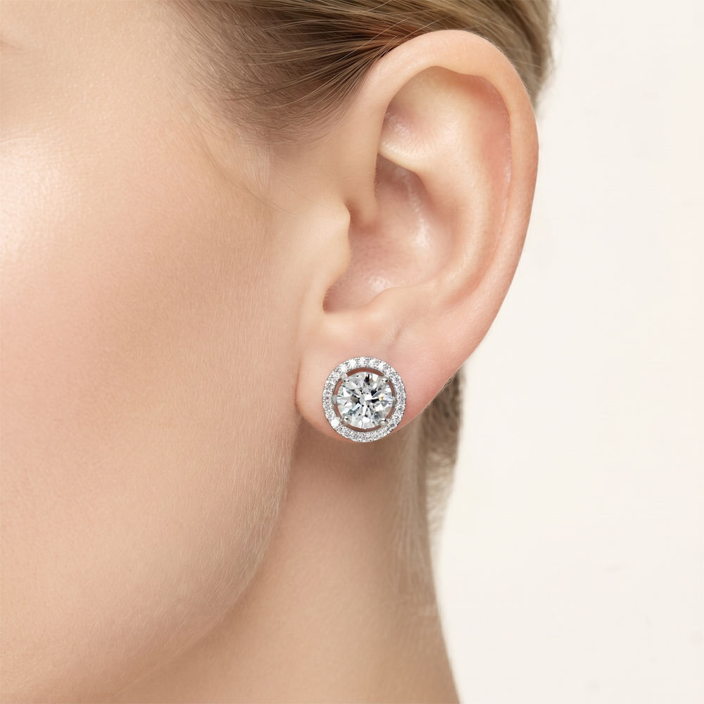 Lab Grown Diamond Halo Stud Earrings