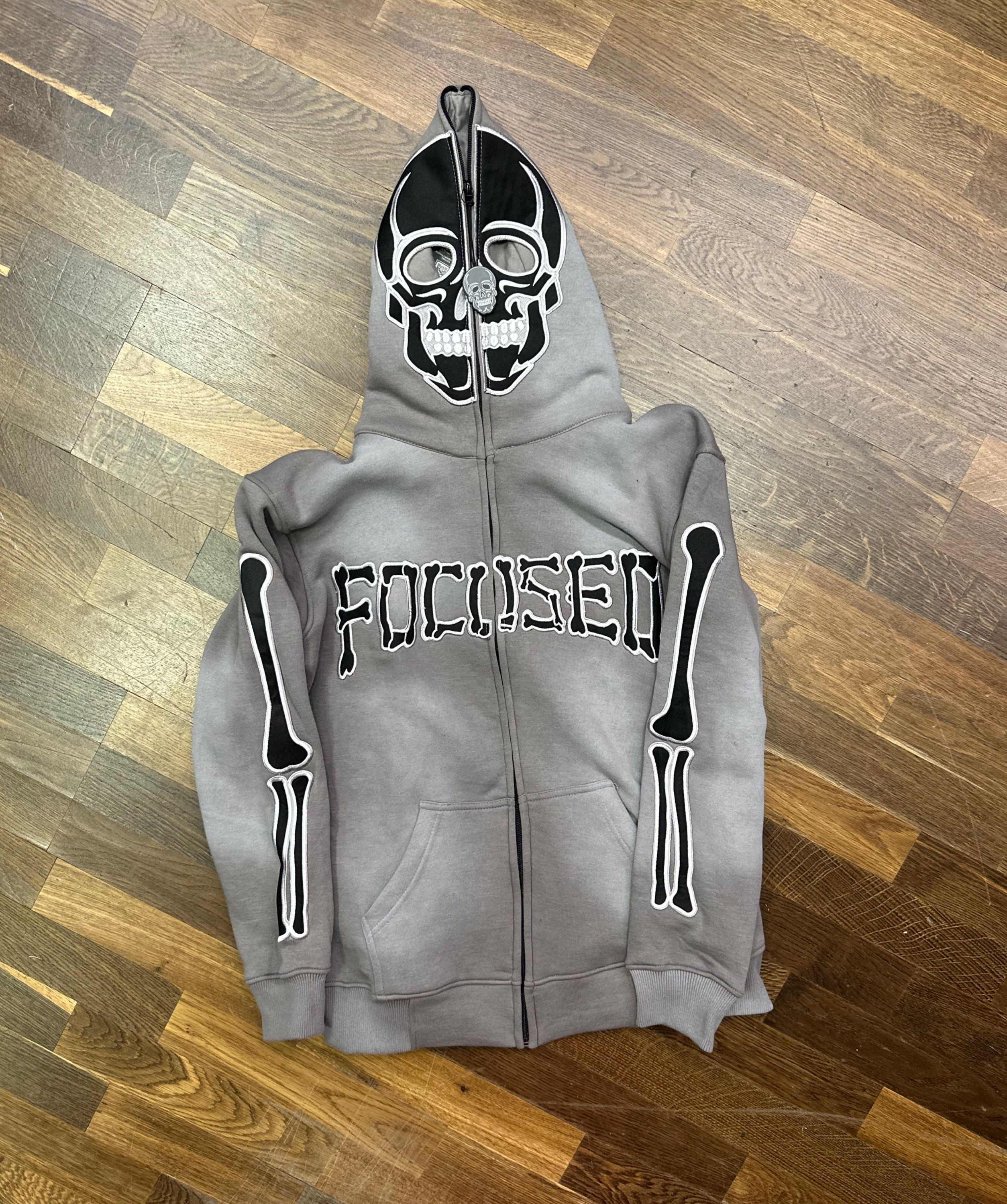 Kids Skeleton Faded Hoodie ( Grey ) 