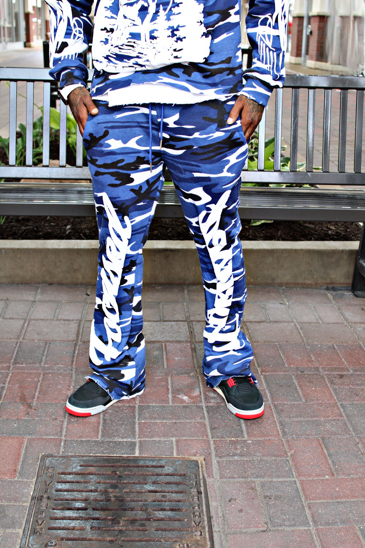 Wolf Faded Pants ( Blue Camo ) 