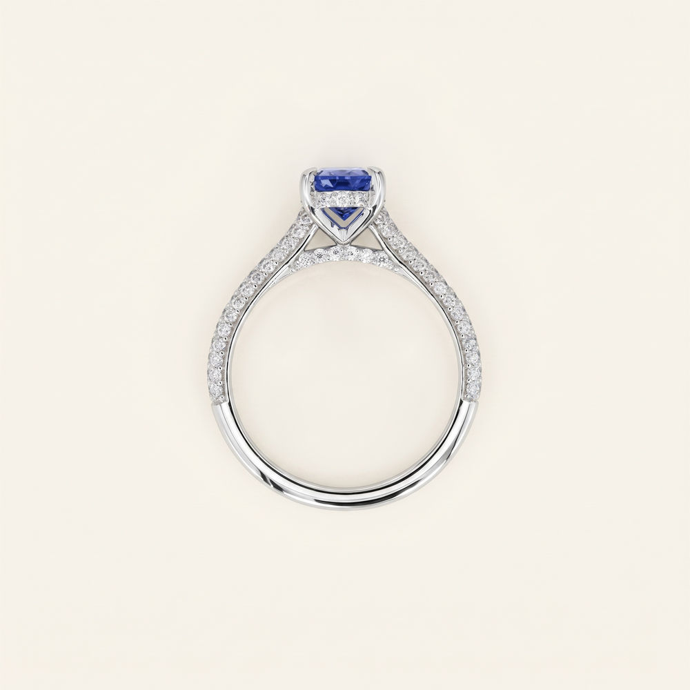 Tanzanite & Moissanite Pavé Engagement Ring
