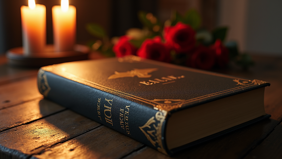 Close-up view of a vintage hardcover edition of Dracula on a wooden table
