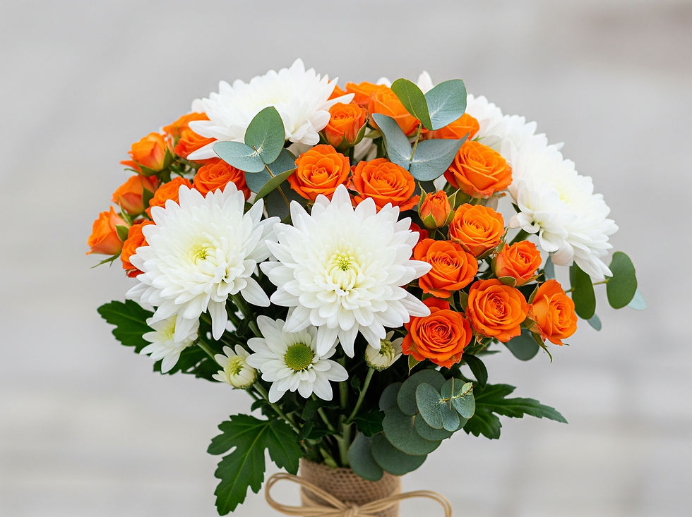 Thumbnail: spray roses and chrysanthemums orange white