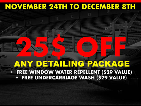 Unbeatable 2 Week Black Friday Sale in Ottawa: Save $25 on Car Detailing Packages with Free Add-Ons!