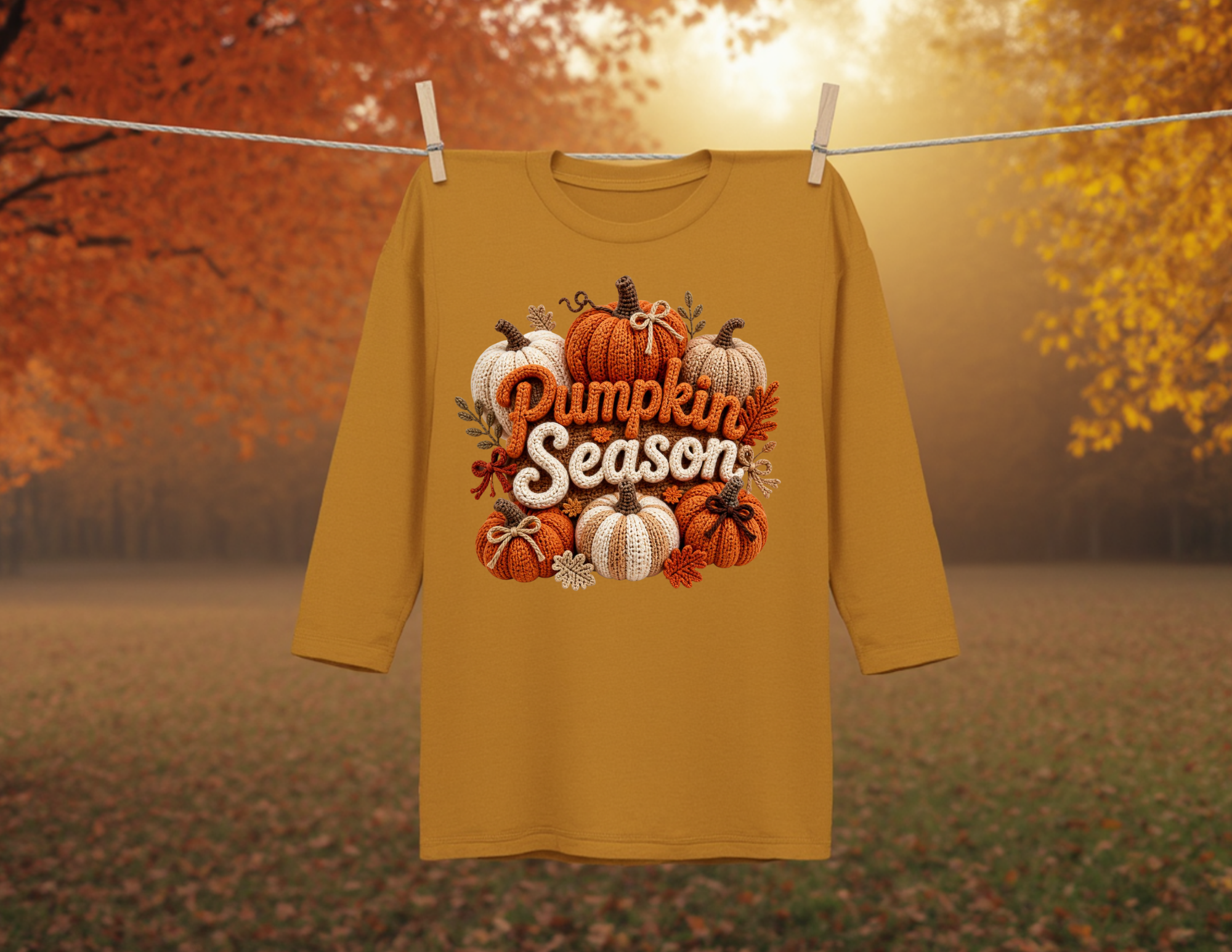 Pumpkin Season Faux Crochet DTF Transfer