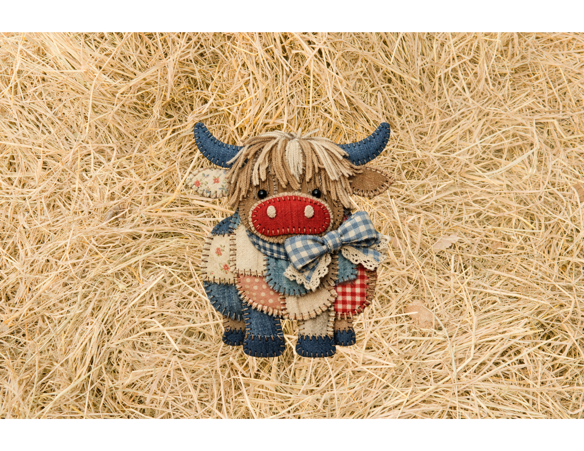 Patchwork Highland Cow DTF Transfer