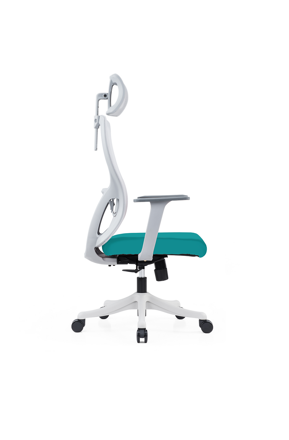 Thumbnail: Ergonomic Trinity A office chair in a striking turquoise, potentially offering adjustable features for personalized comfort during long work hours in Singapore, with a unique and inviting color and possibly a distinct design from Trinity B.