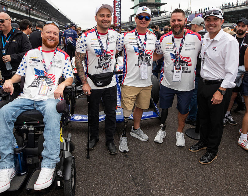 Larry Foyt (far right) poses with some of the HFOT Veterans who attended this year's Indy 500.