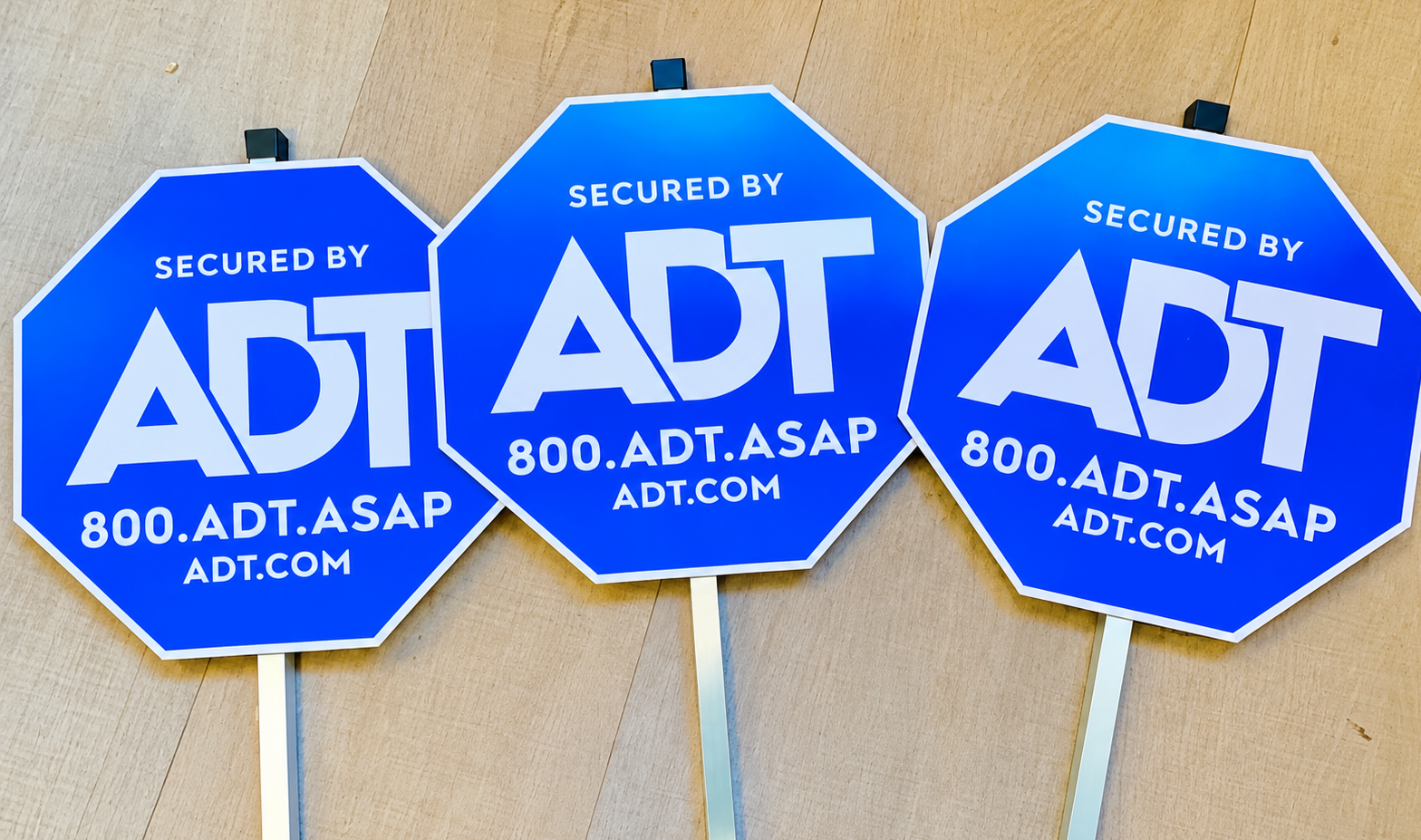 Blue ADT yard signs with stakes. Sold individually at $12 per sign.