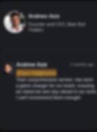 Testimonial from Andrew Aziz, Founder and CEO of Bear Bull Traders, praising Venture Media’s comprehensive service as a game-changer for brand positioning