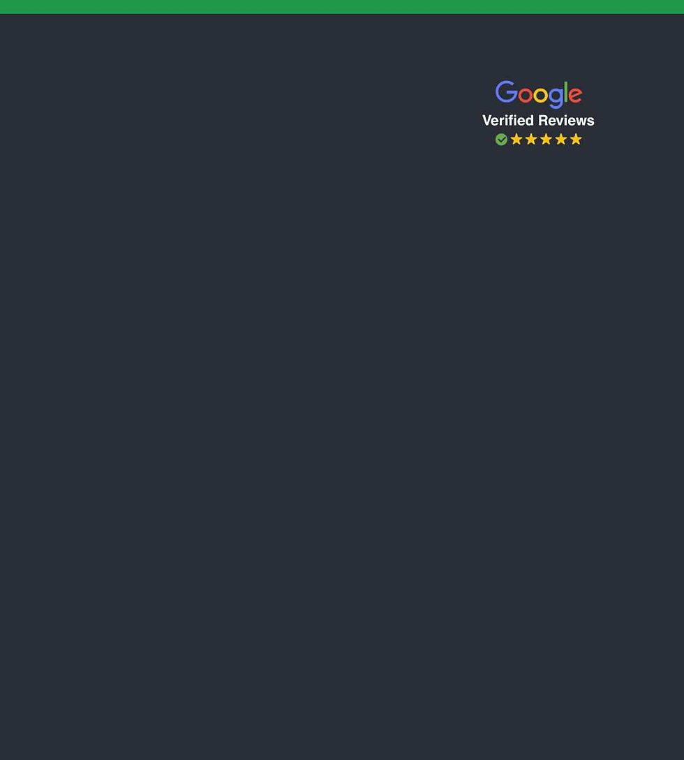 Google Verified Reviews badge with a green checkmark and five gold stars.
