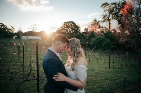 Bride and groom sunset