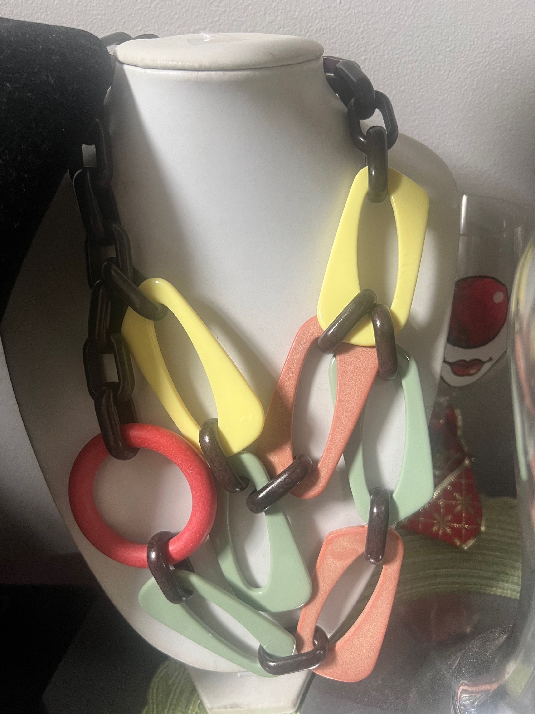 Multi color diagonal necklace