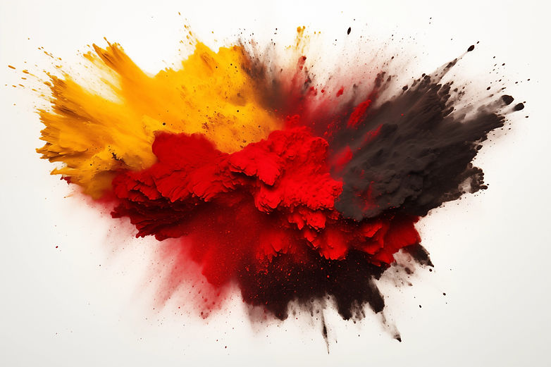 Exploding colours of the German flag used to showcase ourGerman Classes in London and online at Olesen Tuition