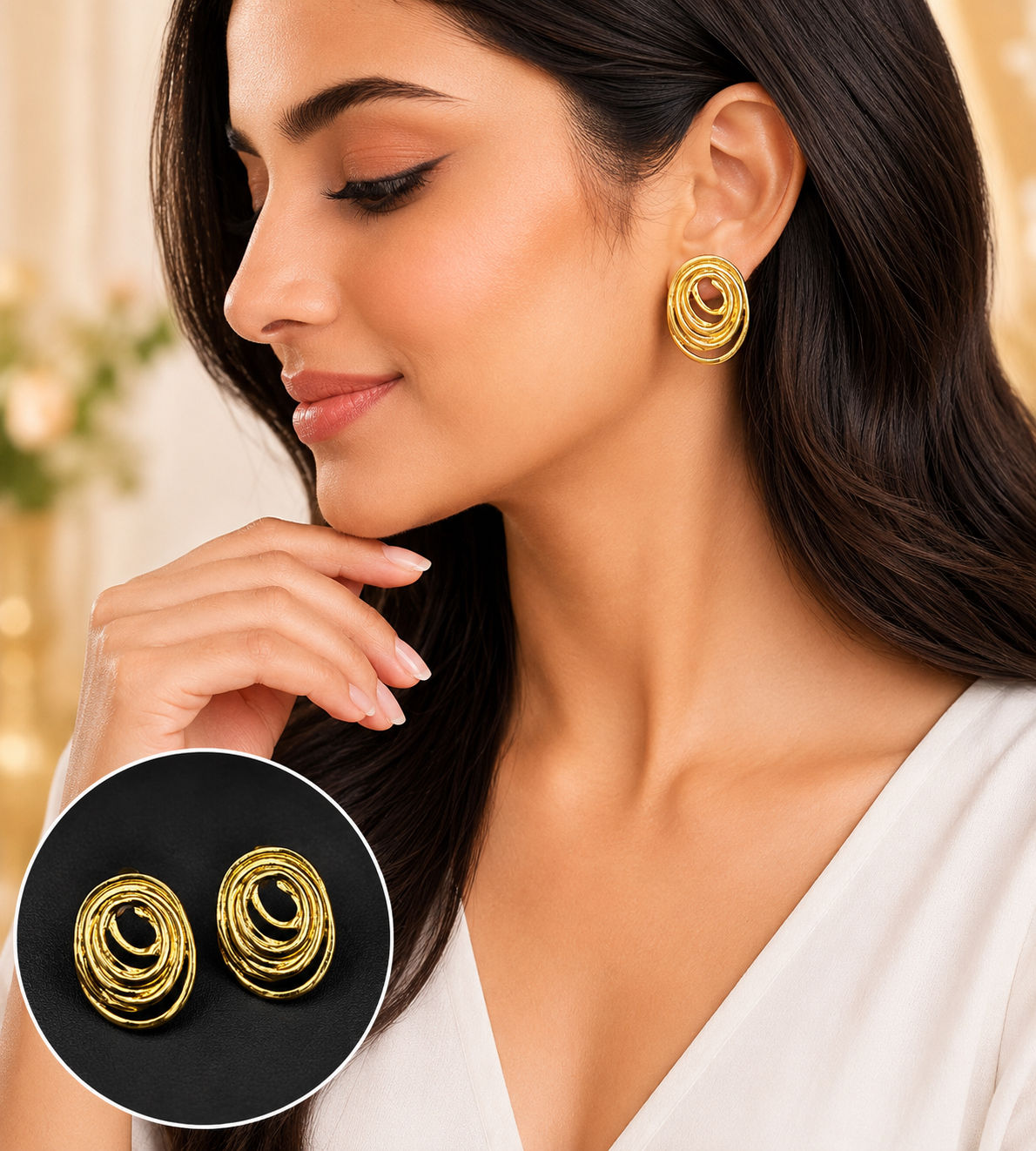 Classic 18KT Gold Plated Daily Wear Earrings for Women | Elegant & Lightweight