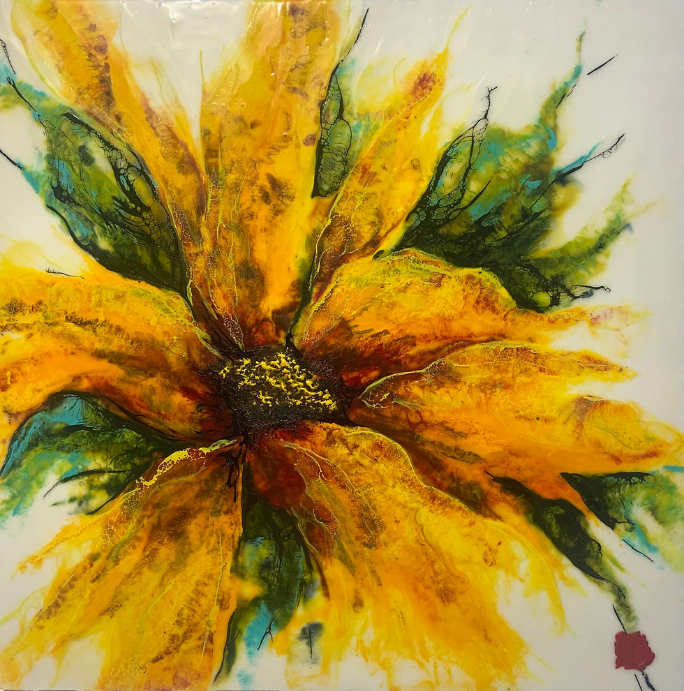 Diurne oeuvre à l'encaustique et shellac sur bois de l'artiste peintre Pascale Bouchard