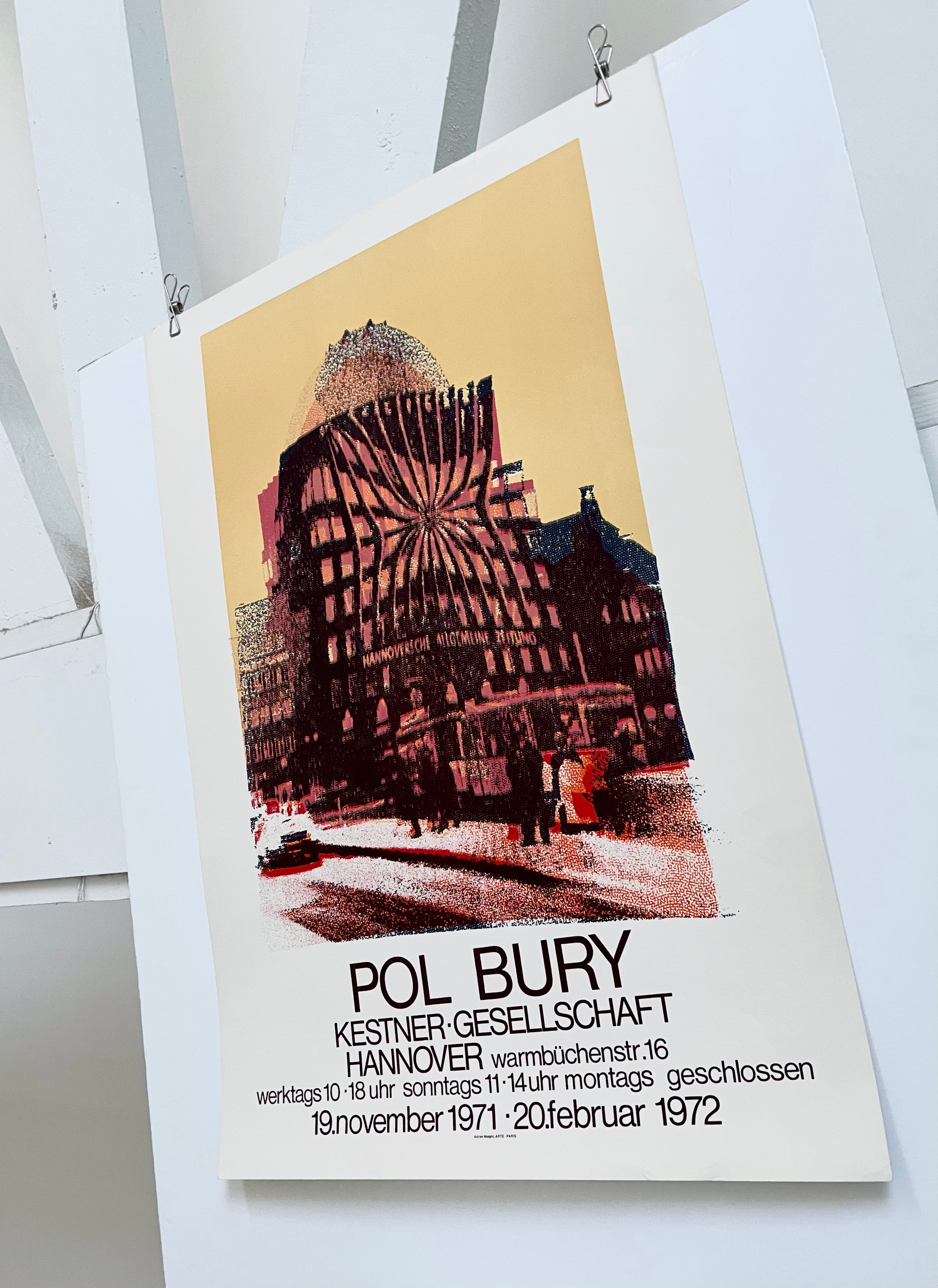 1972 Pol Bury French Art Exhibition Lithograph, FORM Vintage
