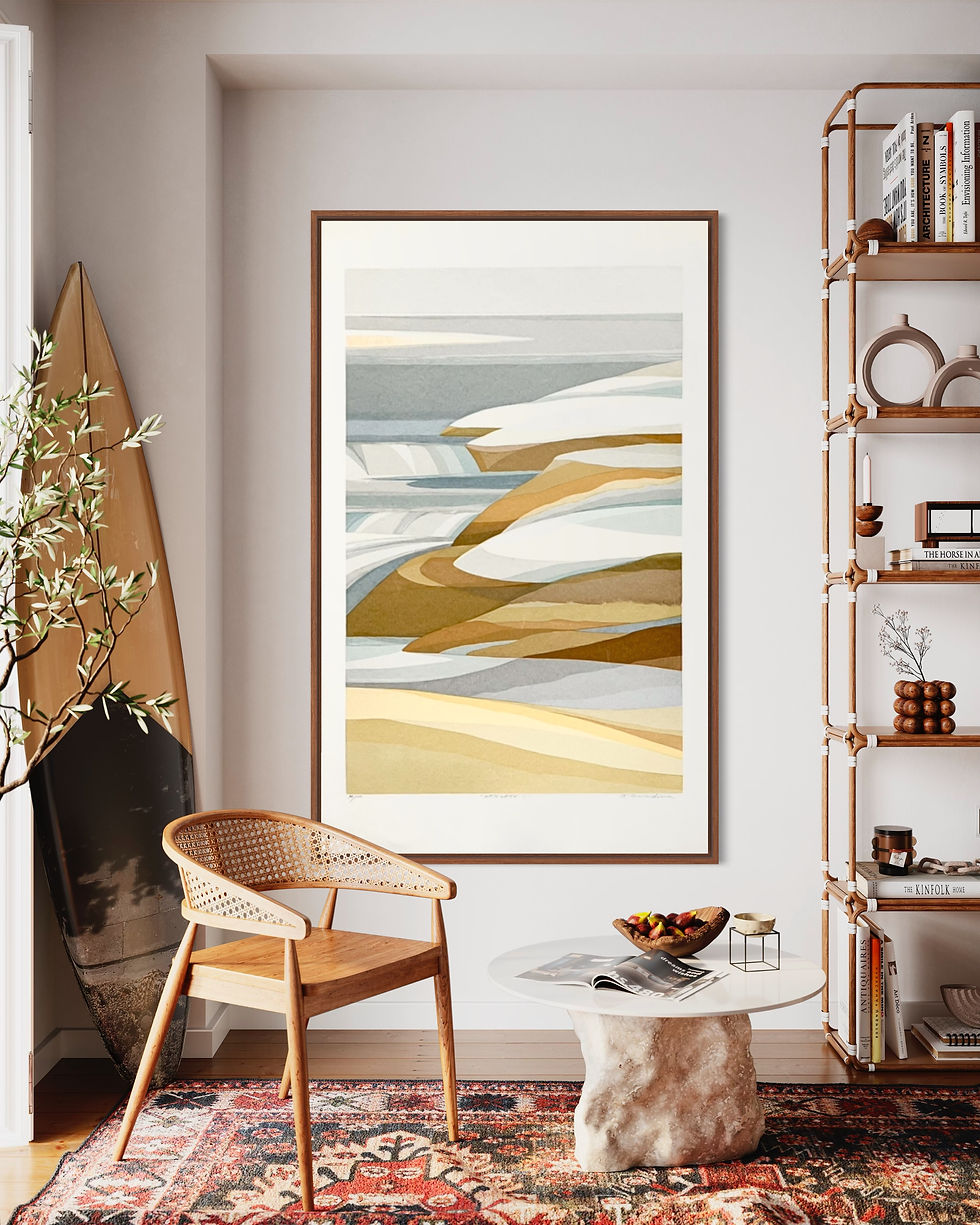 Thumbnail: 1970s Kensuke Wakeshima XL Signed Serigraph Home Mockup 3