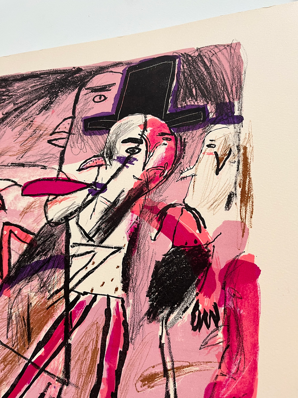 Thumbnail: 1970 Jacques Flechemuller Signed French Lithograph Right View