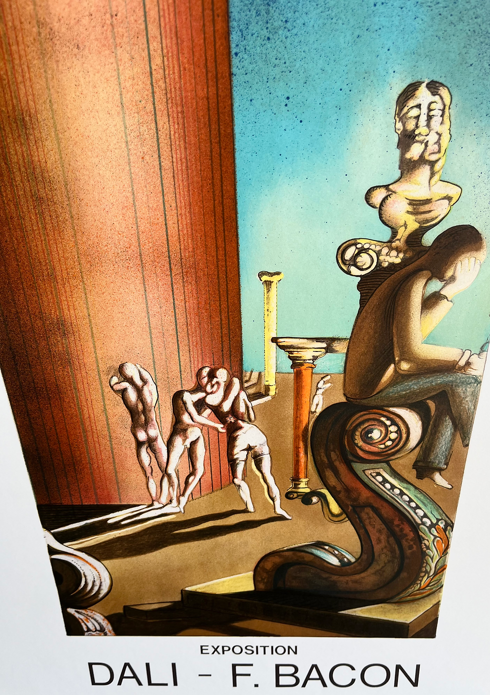Thumbnail: 1982 Salvador Dali & Francis Bacon French Art Exhibition Lithograph Right View