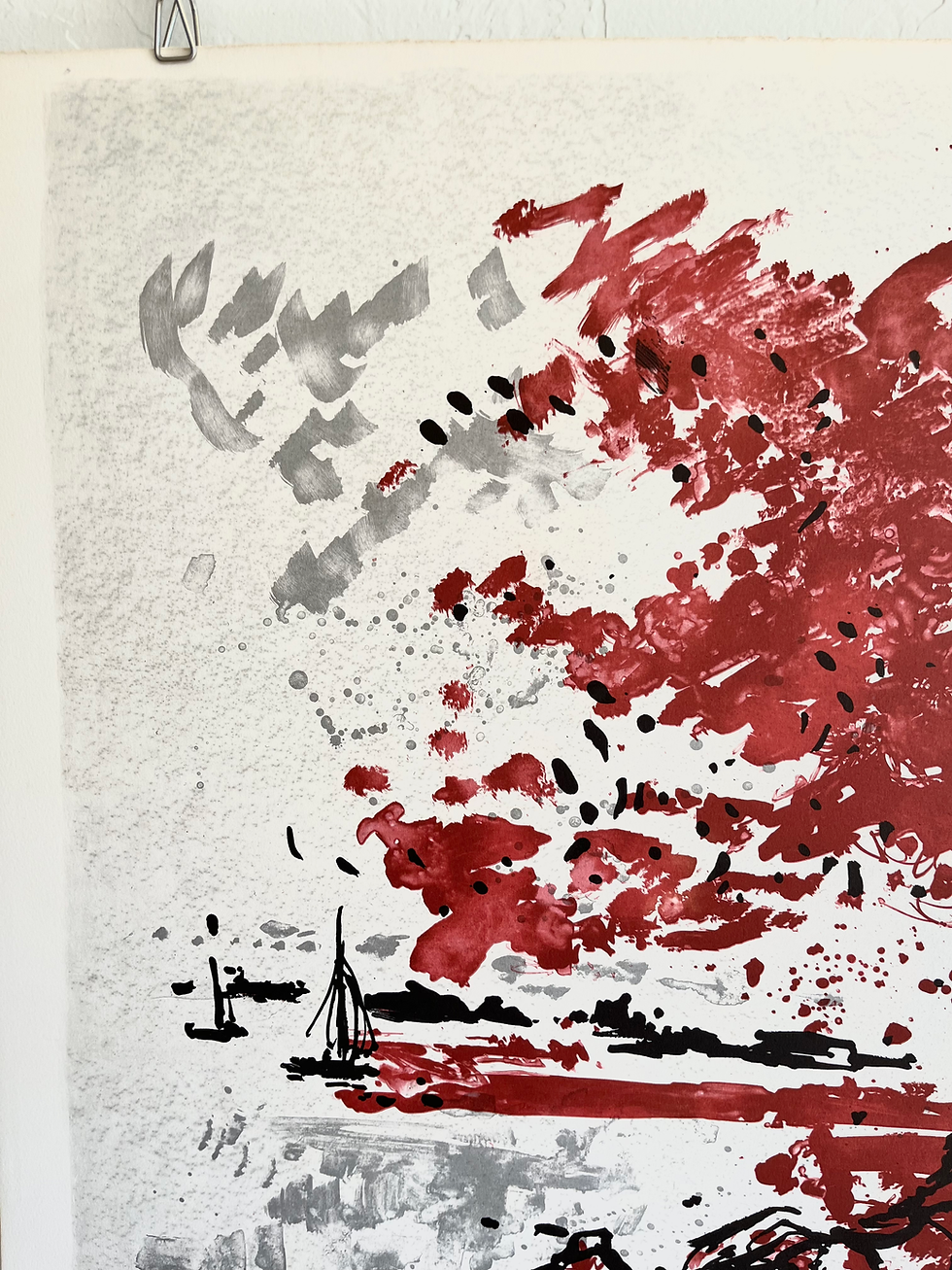 Thumbnail: 1970s Jean-Yves Commère Signed French Lithograph Zoomed View