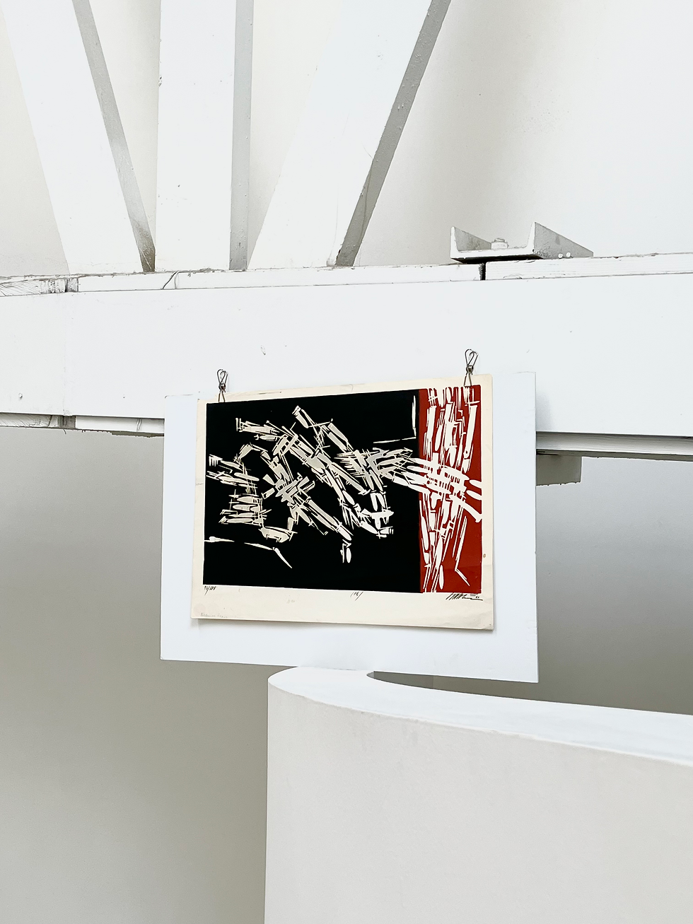 Thumbnail: Volkmar Haase Original Signed Linocut Full View
