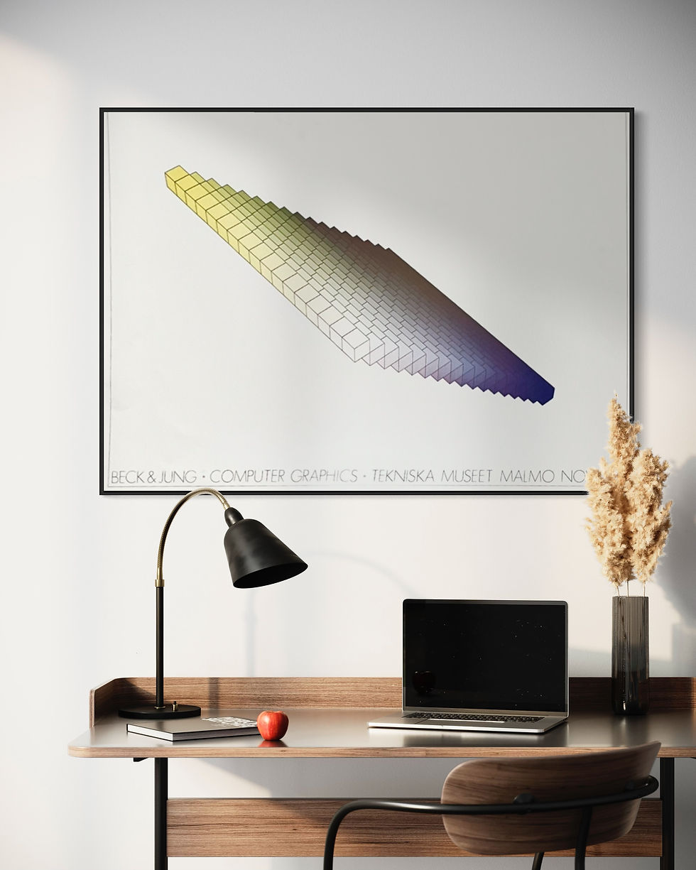 Thumbnail: 1981 Beck and Jung Swedish Art Exhibition Lithograph Home Mockup 2