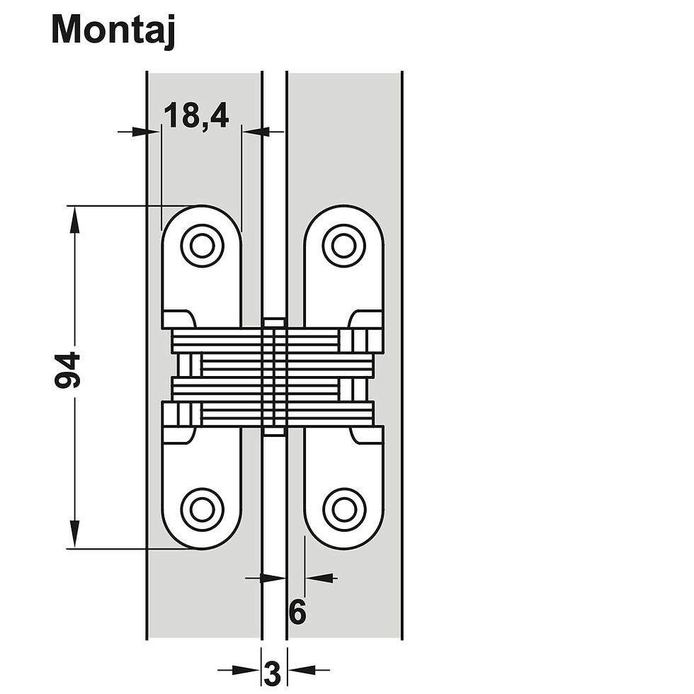 Küçük resim: Hafele Gizli Menteşe CMH 45 İnox Renkli