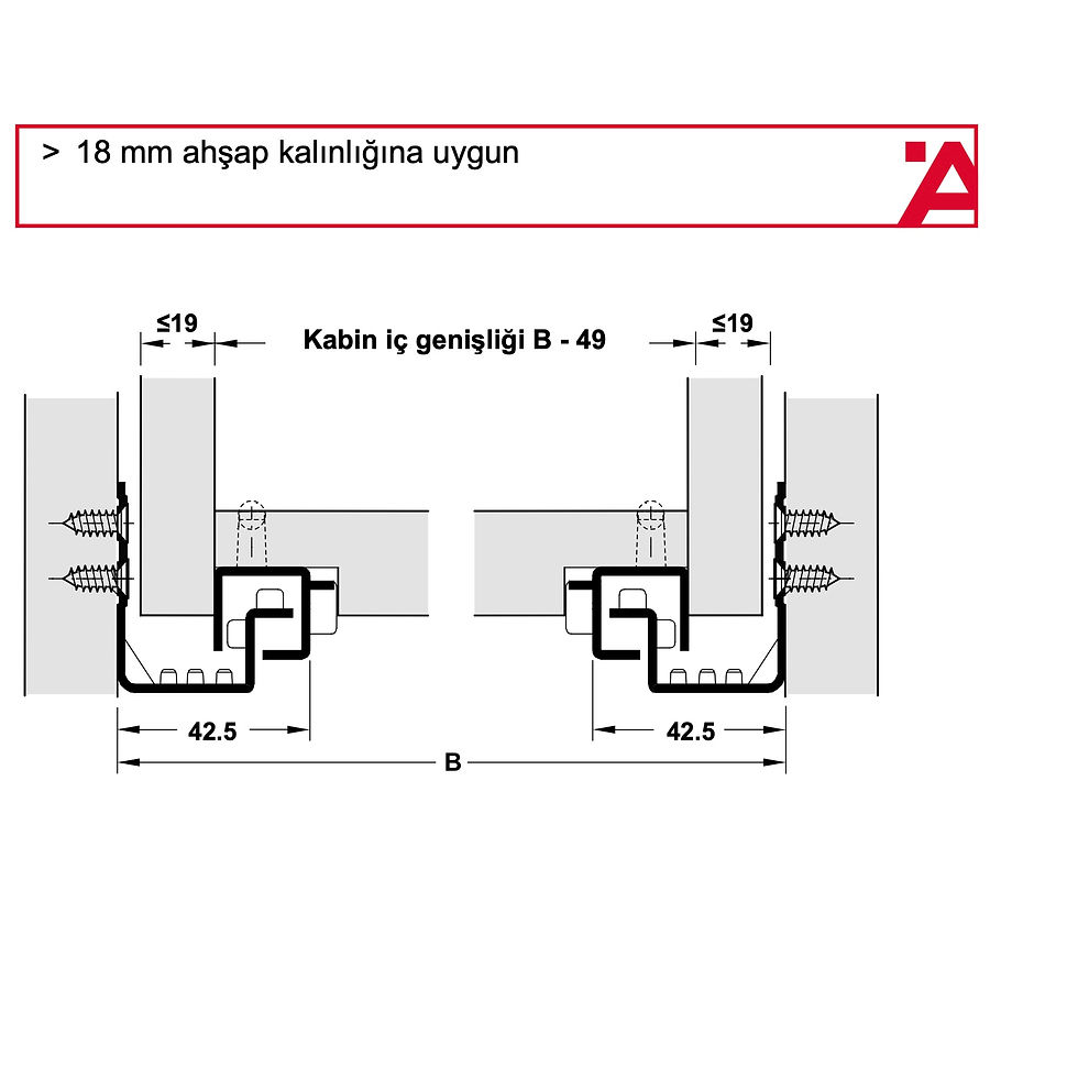 Küçük resim: Hafele Matrix Runner Mandallı Bas Aç Ray Tek Açılım 450mm