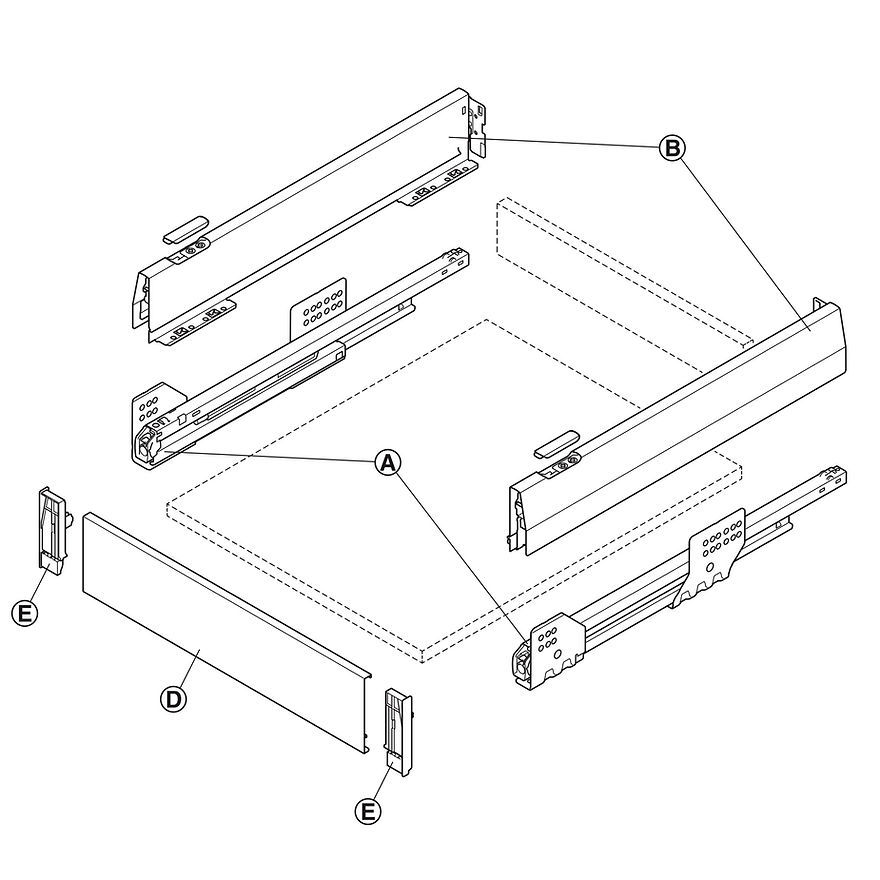 Küçük resim: Hafele Matrix Box P Bordürsüz İç Çekmece Gri 1200mm 450mm