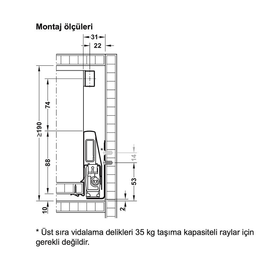 Küçük resim: Hafele Matrix Box P Bordürlü Camlı Kiler Çekmecesi Gri 600mm 350mm