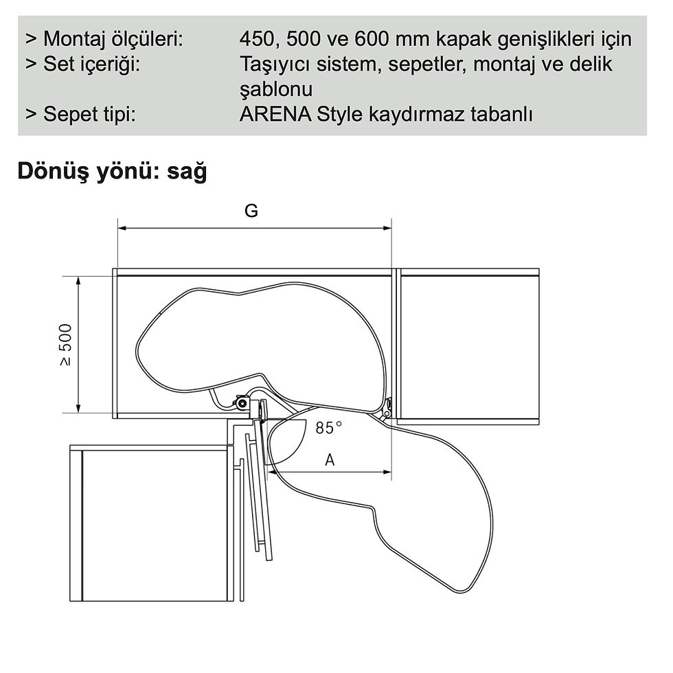 Küçük resim: Hafele LeMans II Köşe Kiler Sistemi Krom Parlak 60cm Sol