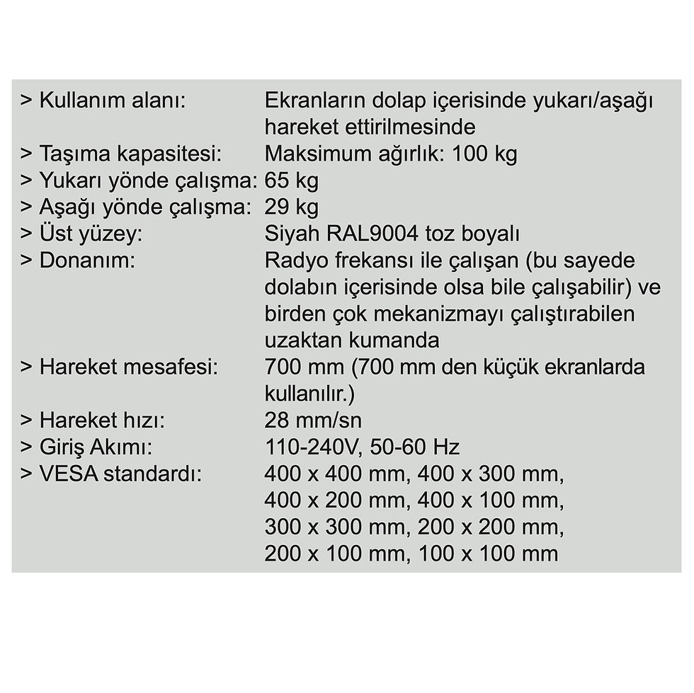 Küçük resim: Hafele Tv Lift Gizli Tv Mekanizması 70cm Stroke