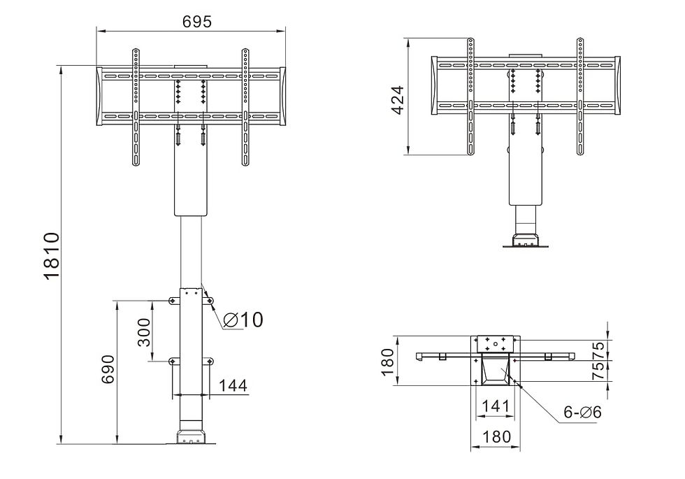 Küçük resim: ProS Tv Lift Gizli Tv Mekanizması Uzaktan Kumandalı 90cm Stroke