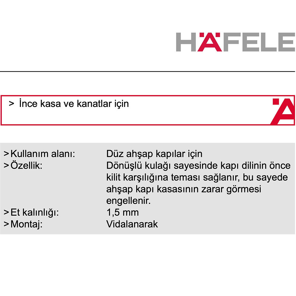 Küçük resim: Hafele H55.02 ve H55.01 Kilitler İçin Dönüşlü Kilit Karşılığı Uzun Sol