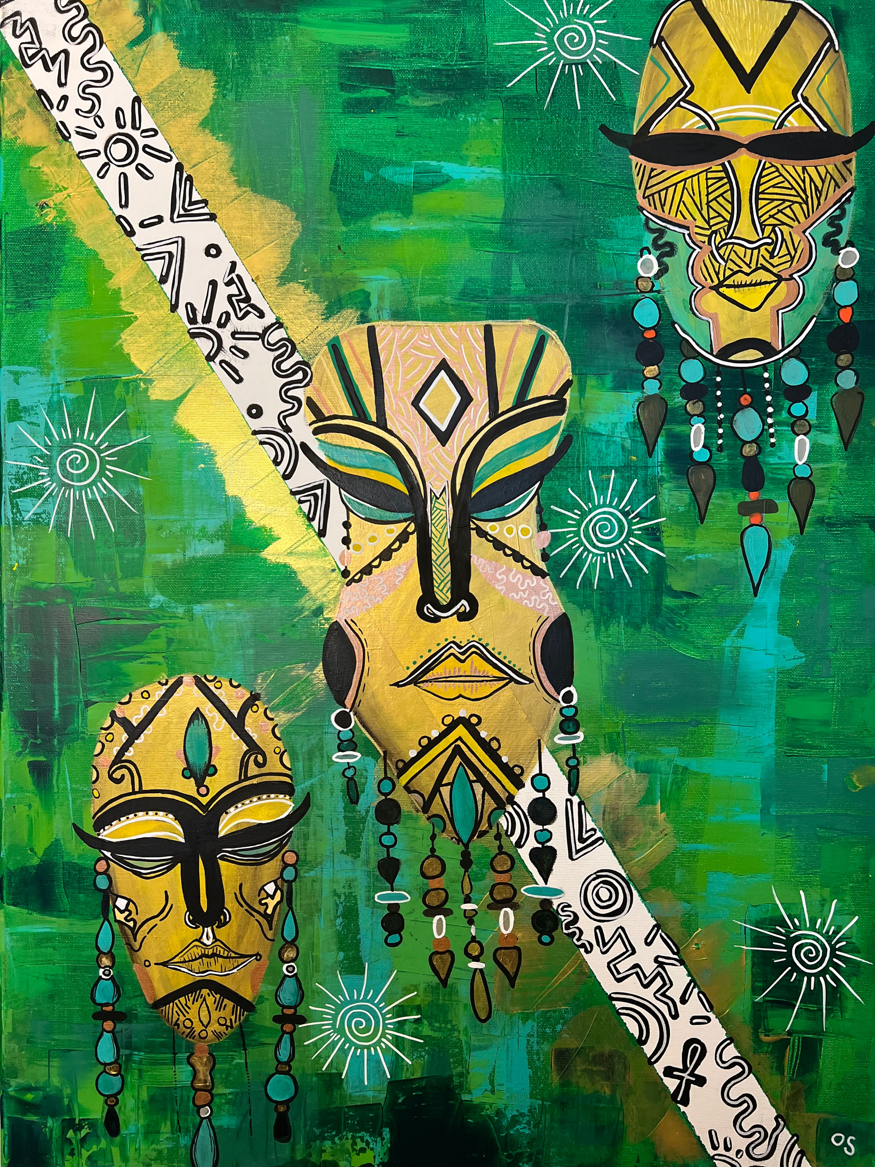 Premier portrait : Les masques vert - Série Figures