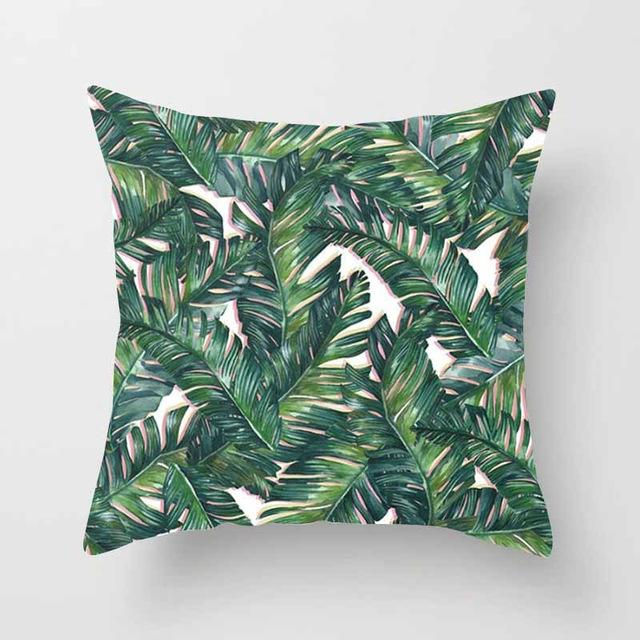 Miniatura: Vintage Flower Tropical Leaves Cushion Cover