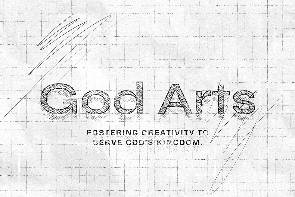 GodArts Logo sketched in black and white