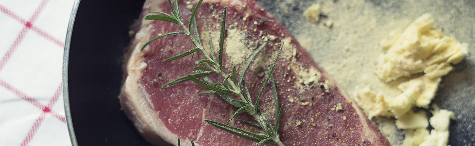 Raw Beef on Pan