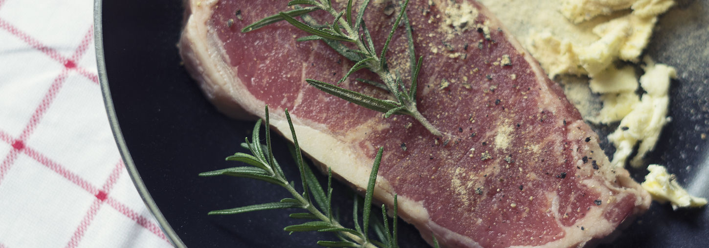 Raw Beef on Pan