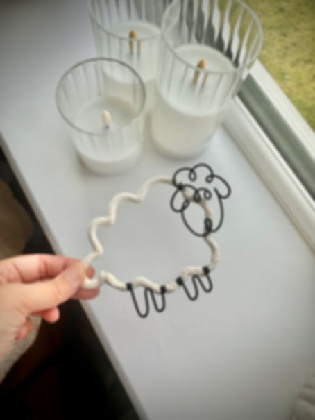 Personalised Knitted Wire Sheep Decoration – Custom Easter Nursery Keepsake Gift