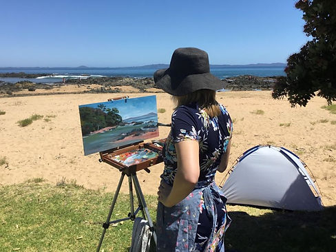 Elise Painting Howick Beach Watercolour Artist.jpg